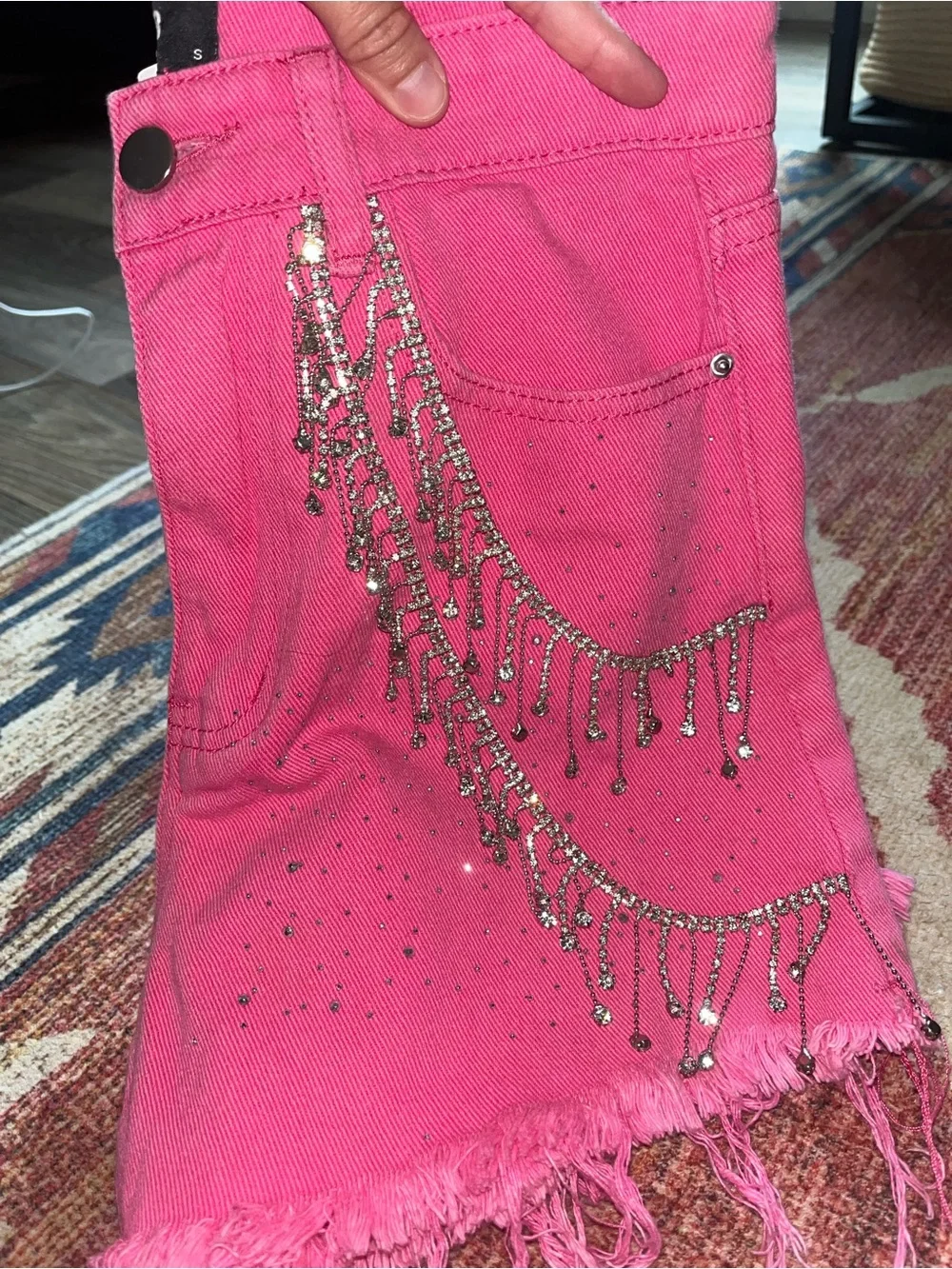 Blue B Hot Pink Embellished Denim Shorts - Picture 9 of 9